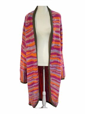 Free People Pink Tiger Knit Duster Cardigan